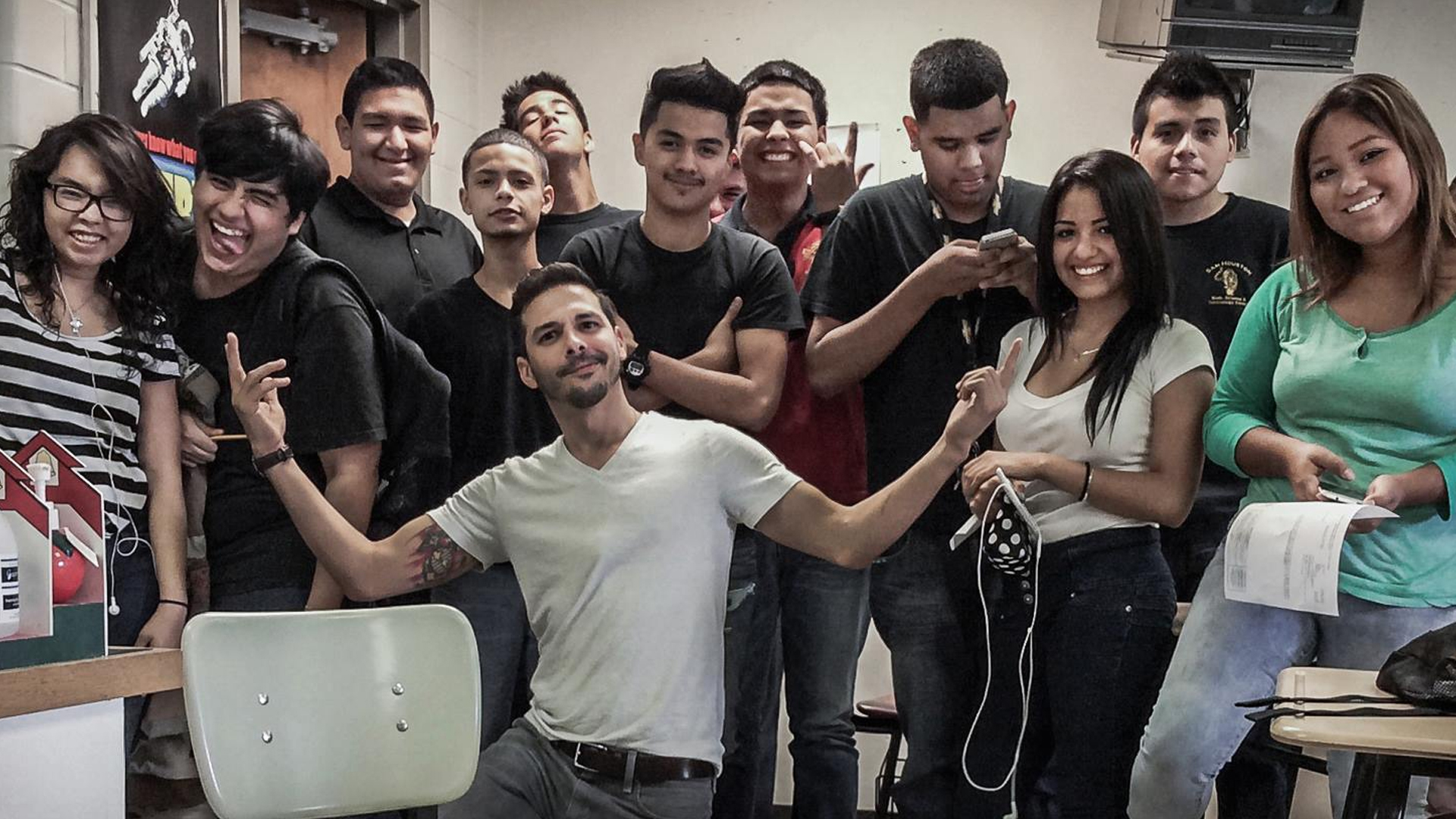 Karim with his remedial English students